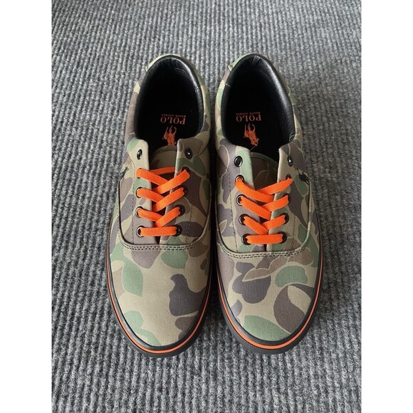 POLO RALPH LAUREN Men Size 10 Keaton Pony Camo Casual Sneaker NEW Camo/Orange - Picture 6 of 11